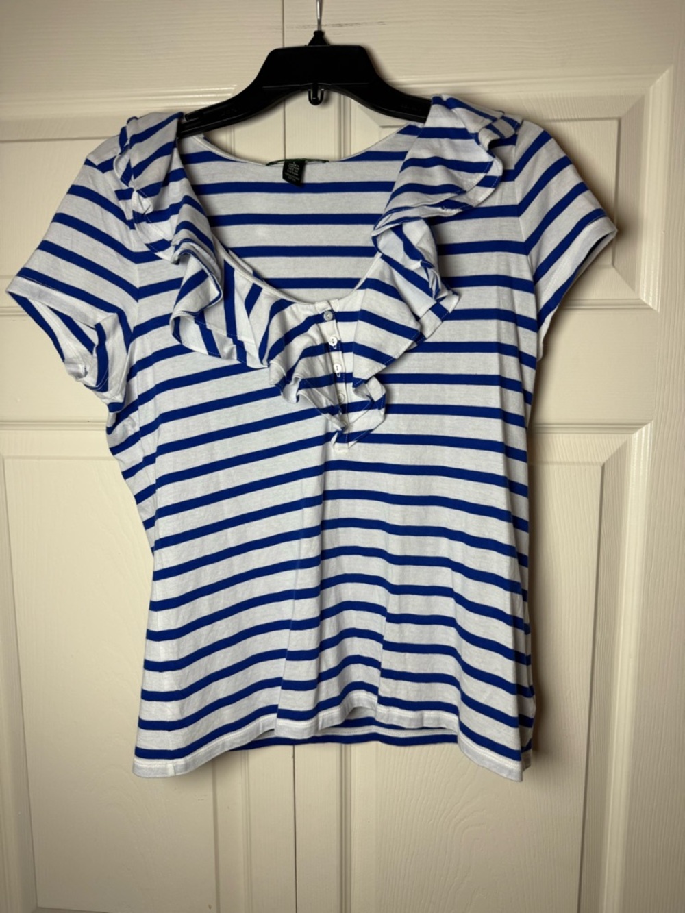 Lauren Ralph Lauren women's striped ruffle-neck top‎
